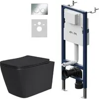 Унитаз подвесной Lauter Magdeburg 21103EC AM.PM PrimeFit I012709.0151 (черный матовый хром глянцевый, с кнопкой смыва)