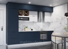 Кухня Ройс 3.2м - Белый Софт/Черника Софт (ДСВ Мебель)