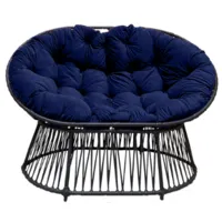 Кресло садовое Craftmebel Мамасан Премиум (черный/синий)