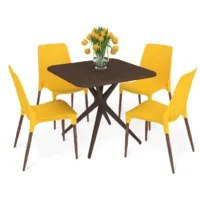 Обеденная группа Sheffilton SHT-DS207 (коричневый/желтый/темный орех)
