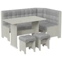 Обеденная группа Трия Флорида (дуб крафт белый/микровелюр Wellmart Silver)