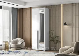 Шкаф 2-х створчатый Норд с зеркалом (800) - Белый / Белый глянец (0,8м.)