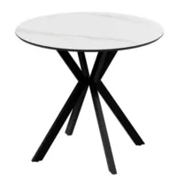 Кухонный стол Трия Эрвин тип 1 (черный муар/керамика матовый белый мрамор)