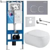Унитаз подвесной Roxen Titan в комплекте с инсталляцией StounFix Dual Fresh 6 в 1 967220 (кнопка бетон)
