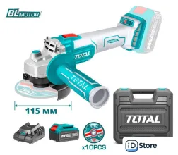 Угловая шлифмашина Total TAGLI2011587 (с 1-м АКБ, кейс)