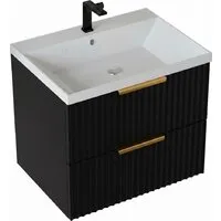 Мебель для ванных комнат Vela Тумба под умывальник Vela Волна 70П под Classica (черный мат) золото хекси TU8861