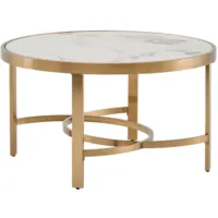 Журнальный столик Stool Group Адриана 80x80 / ECT-223-BRCG-BDFL (светлая керамика/сталь шампань)