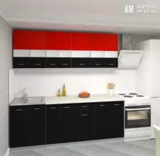 Кухня Корнелия Экстра ЛДСП прямая 2,1 метра красный черный