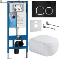 Унитаз подвесной Roxen Titan в комплекте с инсталляцией StounFix Dual Fresh 6 в 1 967217 (кнопка черная)