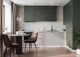 Кухня угловая Квадро/Мелисса 3.2х1.6м - Оливково-зеленый/Белый Скин (ДСВ Мебель)