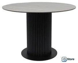 Кухонный стол Аврора Раунд D1100 (камень белый Elyt pulido/черный матовый)