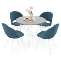 Обеденная группа Sheffilton SHT-DS255 (серый мрамор/тихий океан/белый муар)