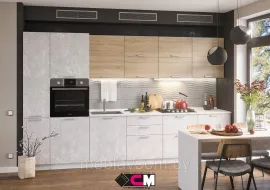 Кухня Бетоны 3.4 м - Дуб сонома/Бетон снежный (Стендмебель)