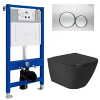 Унитаз подвесной с инсталляцией Lauter Nuremberg 21811B 21901002 (черный, с кнопкой 219703E сатин)