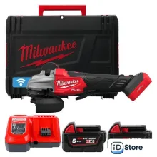Угловая шлифмашина Milwaukee M18 Fuel One-Key M18FSAGSVO125X-502X 4933493553 (с 2-мя АКБ 5 Ач, кейс)