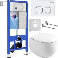 Унитаз подвесной Roxen Egg в комплекте с инсталляцией StounFix Dual Fresh 6 в 1 964077 (кнопка белый глянец)