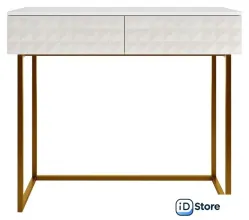 Консольный стол Shtabe Simple 7011 эко (травертин/белый/золото)
