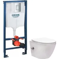 Унитаз подвесной Saniteco Rimless RT-203-B GROHE Rapid SL 38772001 (c функцией биде/кнопка хром)