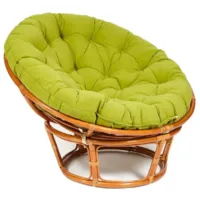 Кресло садовое TetChair Papasan 23/01 W с подушкой 125 (коньячный/флок олива 23)