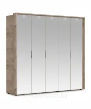 Распашной шкаф Джулия пятидверный (5 зерк) с порталом Крафт серый/белый глянец