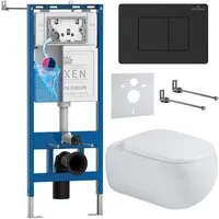 Унитаз подвесной Roxen Titan в комплекте с инсталляцией StounFix Dual Fresh 6 в 1 967228 (кнопка черная)