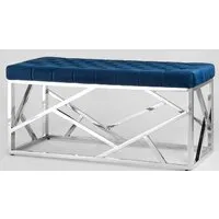 Пуфик Stool Group Арт Деко Bench-016 (вельвет синий/сталь серебристый)