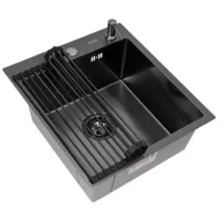 Кухонная мойка ARFEKA ECO AR мойка 450500, роллер-мат, дозатор BLACK