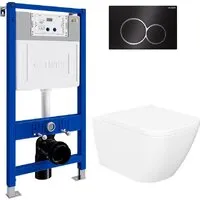 Унитаз подвесной Lauter Nuremberg 21811 21901001 (белый, с кнопкой смыва 219704E черный)