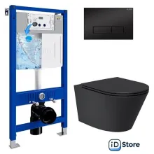 Унитаз подвесной Lauter Longer 2110822 21901002 (кнопка узкая, черный/черный)