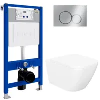 Унитаз подвесной с инсталляцией Lauter Nuremberg 21811 21901002 (белый, с кнопкой смыва 219701E хром)