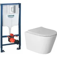 Унитаз подвесной Saniteco Torando T-201W GROHE Rapid SL 38772001 (с кнопкой хром)