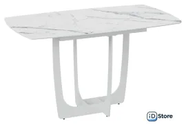 Кухонный стол Трия Орфей (белый муар/стекло глянцевое белый мрамор)
