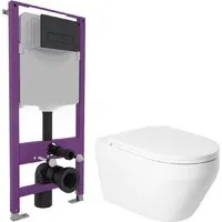 Унитаз подвесной Saniteco KW-9009W Triton Pro EVO815N (с кнопкой черный, матовый)