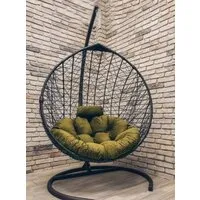 Подвесное кресло Craftmebel Кокон Капля Стандарт (черный/зеленый вельвет)