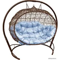 Подвесной диван M-Group Улей 11210209 (коричневый ротанг/серая подушка)