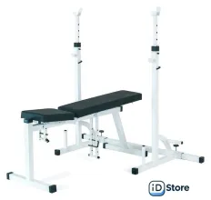 Силовая скамья Пионер со стойками под штангу (белый)