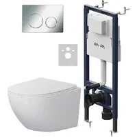 Унитаз подвесной Lauter Sulzdorf AM.PM MasterFit I012713.0151 (белый с микролифтом/глянцевый хром, с кнопкой смыва)