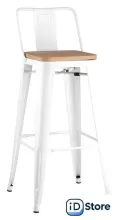 Стул Stool Group Tolix Wood со спинкой YD-H675E-W LG-02 (белый глянцевый/светлое дерево)
