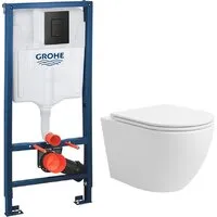 Унитаз подвесной Lauter Vortex 2110830 GROHE Solido 38811KF0 с кнопкой (прямоугольная, черный)