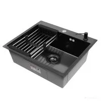 Кухонная мойка ARFEKA ECO AR 600500, коландер, дозатор BLACK DECOR MILLET GRAINS CL ARDS AR