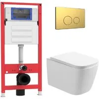 Унитаз подвесной Oliveeka OL-MQ-003 OL-1216 OL-R22-BG (матовое золото)