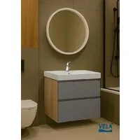 Мебель для ванных комнат Vela Тумба под умывальник Vela Мира Лайт 70П под Classica (дуб/серый) TU65275