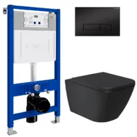 Унитаз подвесной с инсталляцией Lauter Nuremberg 21811B 21901002 (черный, с кнопкой 219704HD черный)