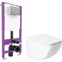 Унитаз подвесной Saniteco KW-99048 Triton Pro EVO815N (с кнопкой хром)