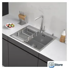 Кухонная мойка ARFEKA ECO AR мойка 600500, коландер, дозатор SATIN DECOR