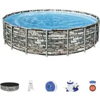 Каркасный бассейн Bestway Power Steel Камень 56883 (610x132)