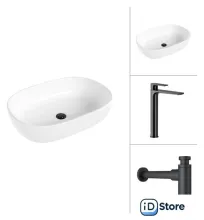 Умывальник Lauter 21836 Reef 21CK8678BS с сифоном 21635B (черный матовый)