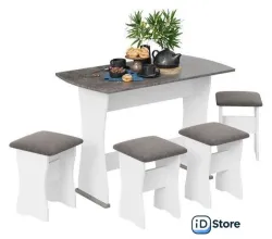 Обеденная группа Трия Тип 1 (белый/ателье темный/иск. замша Stone)