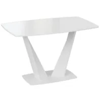 Кухонный стол Трия Фабио тип 1 раздвижной (белый матовый/стекло глянцевое белое)