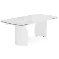 Обеденный стол Woodville Готланд 180-240x90 (statuario titan gloss/белый)